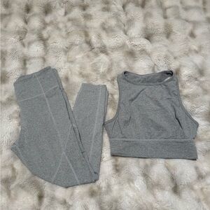 JoyLab Gray/Sea-foam Active Leggings and Crop Tank Set